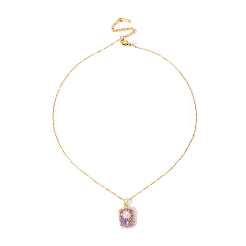 Wholesale Sunflower pearl necklace women' s clavicle chain versatile accessories